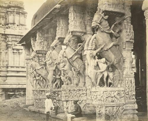 Item #242355 Mundapum, with facade of carved horses. Samuel Bourne.