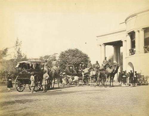 Item #242359 Sir Robert Montgomery's Camel Carriage in Government House, Lahore [pencil caption]. Samuel Bourne, Charles SHEPHERD.