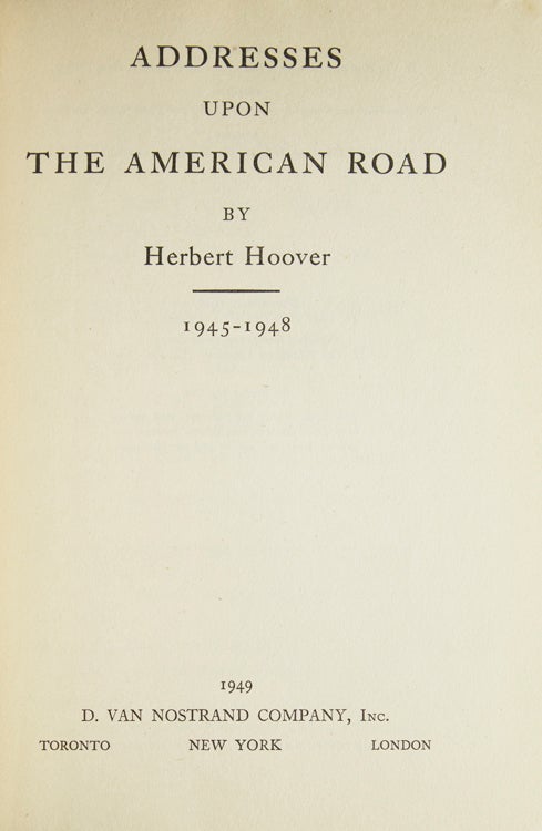Addresses upon the American Road 1945-1948