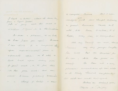 Autograph letter, signed ("Charles M. Doughty"), to Mr. R. Palmer of Kirby Lonsdale, Westmorland, regarding Nigeria, retirement, happiness, Isaac Walton, and family matters
