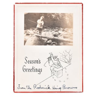 Item #244018 Photographic Christmas Card, with picture of a young boy fishing. Signed in pen...