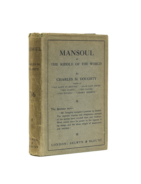 Item #244075 Mansoul (Or, The Riddle of the World). Charles M. Doughty.