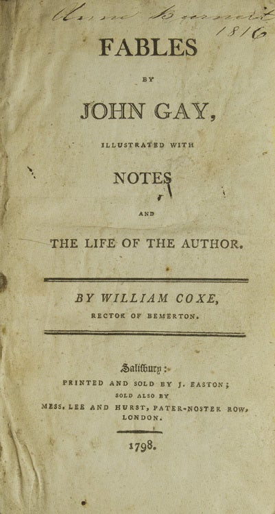 Fables ... Illustrated With Notes and the Life of the Author. By William Coxe