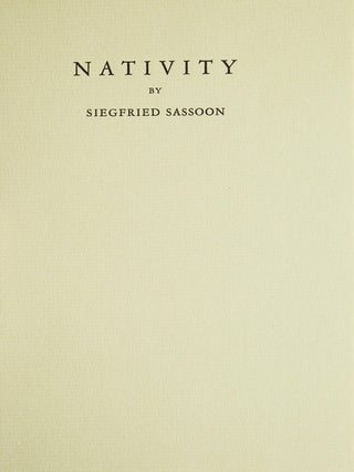 Item #244927 Nativity. Siegfried Sassoon