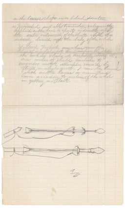 Item #244980 Group of 8 whaling manuscripts, including drawing of original lance design. Whaling,...