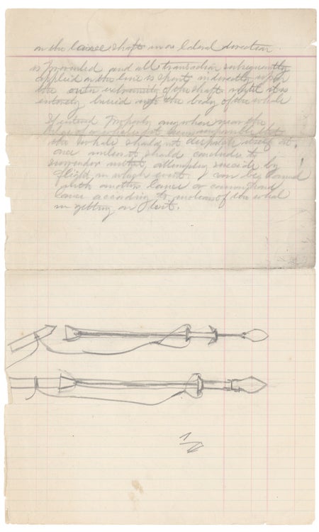 Item #244980 Group of 8 whaling manuscripts, including drawing of original lance design. Whaling, Augustus Moulton, ascribed to.