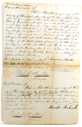 Item #245062 Autograph Manuscript Affidavit of Citizenship, signed by "Robert Wharton Mayor of...