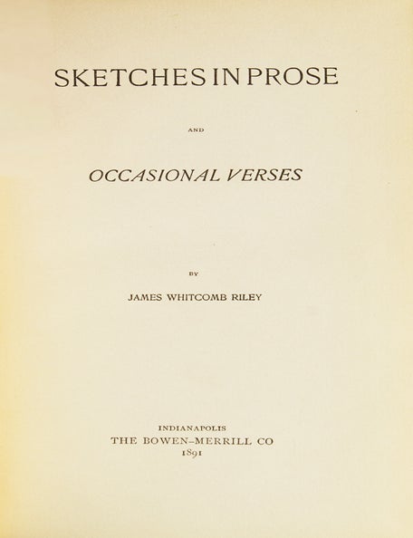 Sketches in Prose and Occasional Verses