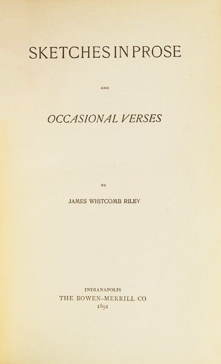 Sketches in Prose and Occasional Verses