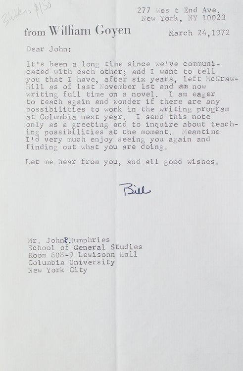 Three typed letters, signed “Bill”