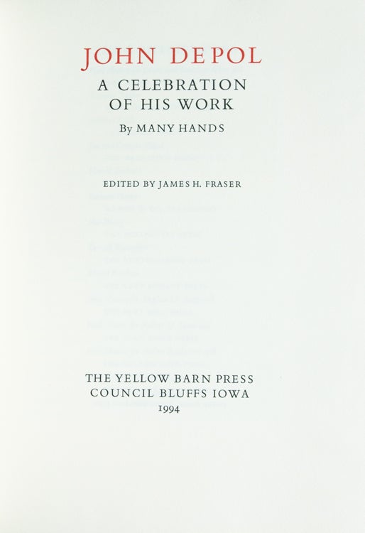 John DePol. A Celebration of His Work. By Many Hands