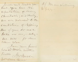 Item #247341 Autograph Letter, signed (“HW Beecher”). Henry Ward Beecher