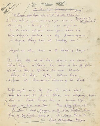 Item #247421 Autograph Manuscript, signed (“Paul Hamilton Hayne”), of his Poem “The Unseen...
