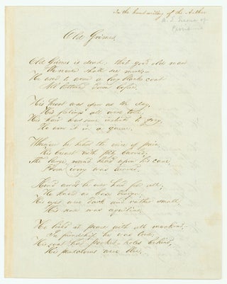Item #247627 Autograph Manuscript, unsigned, fair copy, of his poem “Old Grimes”. Albert...