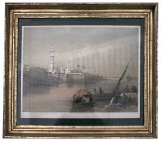 Item #247657 Hand-Colored Lithograph: "View on the Nile---Ferry to Gizeh" Men sitting...