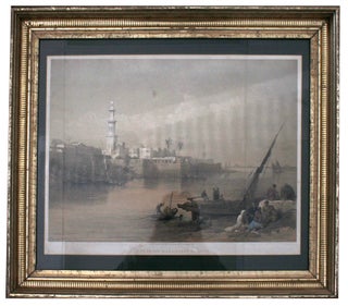 Item #247657 Hand-Colored Lithograph: "View on the Nile---Ferry to Gizeh" Men sitting on...