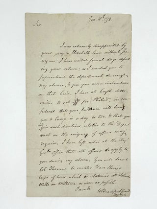 Item #247974 [Autograph letter, signed, from the Deputy Muster Master General to New Jersey...