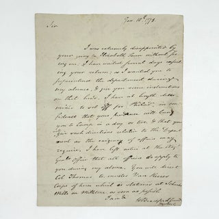 Item #247974 [Autograph letter, signed, from the Deputy Muster Master General to New Jersey...