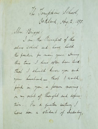 Item #248240 Autograph Letter, signed (“Charles Edwin Markham”)to Mrs. Briggs, regarding his...