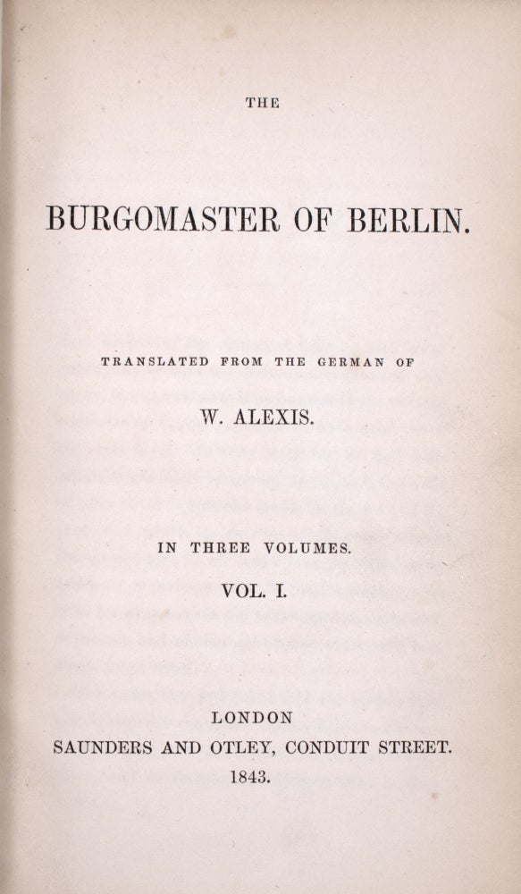 The Burgomaster of Berlin. Translated from the German...[by William Atkinson Gardner]