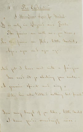 Item #249248 Manuscript Fair Copy of the Poem "The Enchantress. A Springtime Lyric for Mabel"...