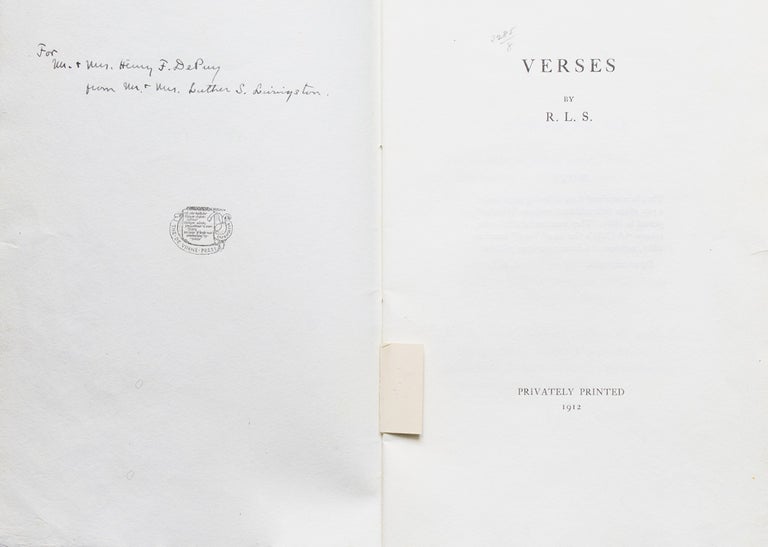 Verses. By R.L.S. Note by Luther S. Livingston