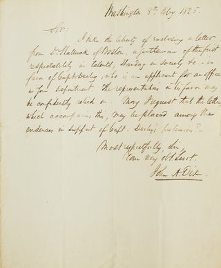 Item #249320 Autograph Letter, signed, to Samuel S. Southard, Secretary of the Navy, offering his...