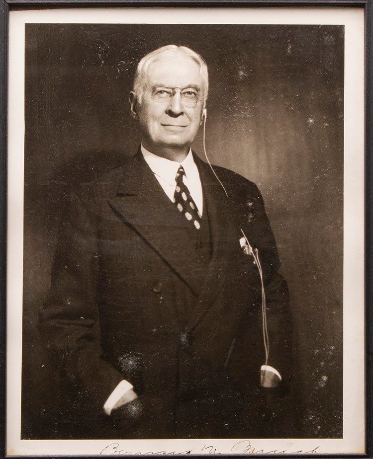 Item #249526 Portrait Photograph, Signed (“Bernard M Baruch”), of the American Financier. Bernard Baruch.