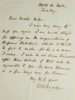 Item #249662 Autograph Letter, signed, to Doctor Miles. James Russell Lowell
