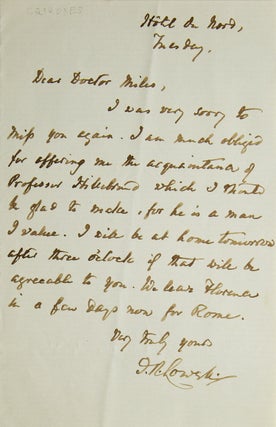 Item #249662 Autograph Letter, signed, to Doctor Miles. James Russell Lowell