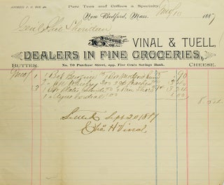 Item #249705 Grocery Bill of General Philip Sheridan. Usual stuff: Box of benzine, rye whiskey,...