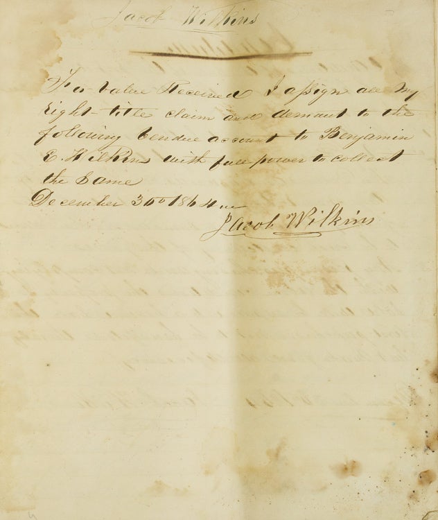 An Account of the vendue (auction) of the property of Jacob Wilkins of Manahawkin, Stafford Township, Ocean County [then Monmouth County], New Jersey