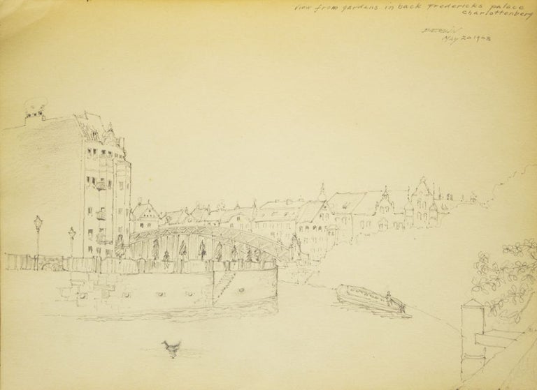 Album of 37 pencil drawings of German scenes with captions in English, early ones of Charlottenburg