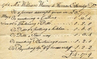 Item #249760 Account for Painting "1761. Mr. William Waine to Thomas Etheridge, Dr;..."