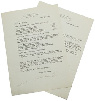 Item #249939 Two Typed Letters, signed (“Sinclair Lewis”), to Mr. Wright Howes, ordering...