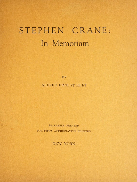 Stephen Crane: In Memoriam