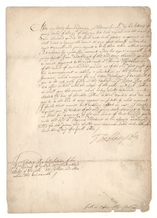 Item #250234 Document Signed. 1662 privy seal warrant issued to future Jamaican privateer and...