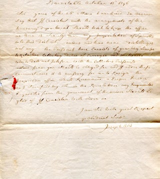 Item #250306 Autograph letter signed, ("Joseph Otis") to Jonathan Jackson ("Sir") regarding his...