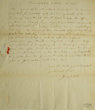 Autograph letter signed, ("Joseph Otis") to Jonathan Jackson ("Sir") regarding his position as Collector of Customs