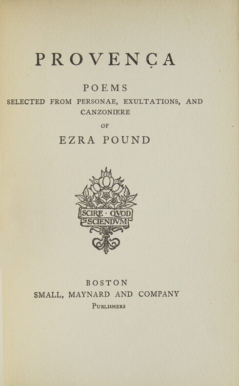 Provença / Poems selected from Personae, Exultations, and Canzoniere