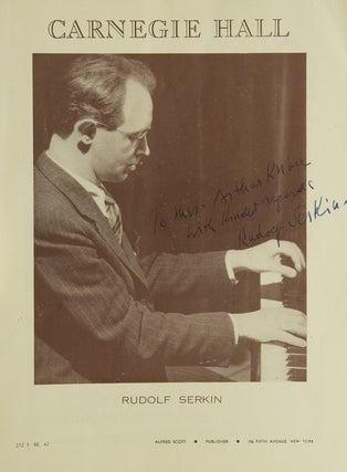 Item #251054 Carnegie Hall program, signed and inscribed by the great pianist on the front cover:...