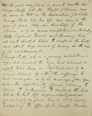 Item #251140 Unknown Manuscript about Mungo Park, starting "the great river which by several...