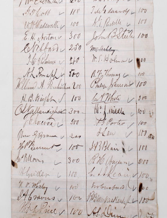 Autograph Manuscript Subscription for copies of a speech made by Rep. George H. Pendleton Before the House on January 19, 1862, Signed by 56 Members of the US House of Representatives