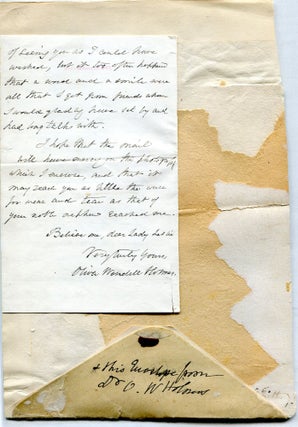 Item #251242 Autograph Letter, Signed "Oliver Wendell Holmes." To Lady Constance Leslie, wife of...
