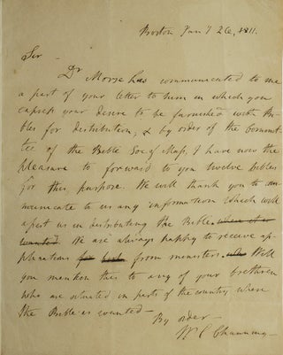 Item #251342 Autograph Letter, signed (“W.E Channing”) to “Mr. Greely” of Turner, Maine...