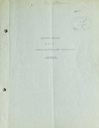 Item #252026 Document Signed ("Theodore Dreiser") three times, agreement with Famous...