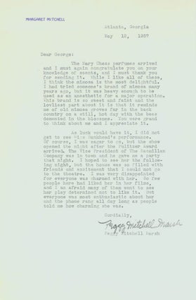 Item #252027 Typed Letter, signed (“Peggy Mitchell Marsh”), to George Cukor, thanking him for...
