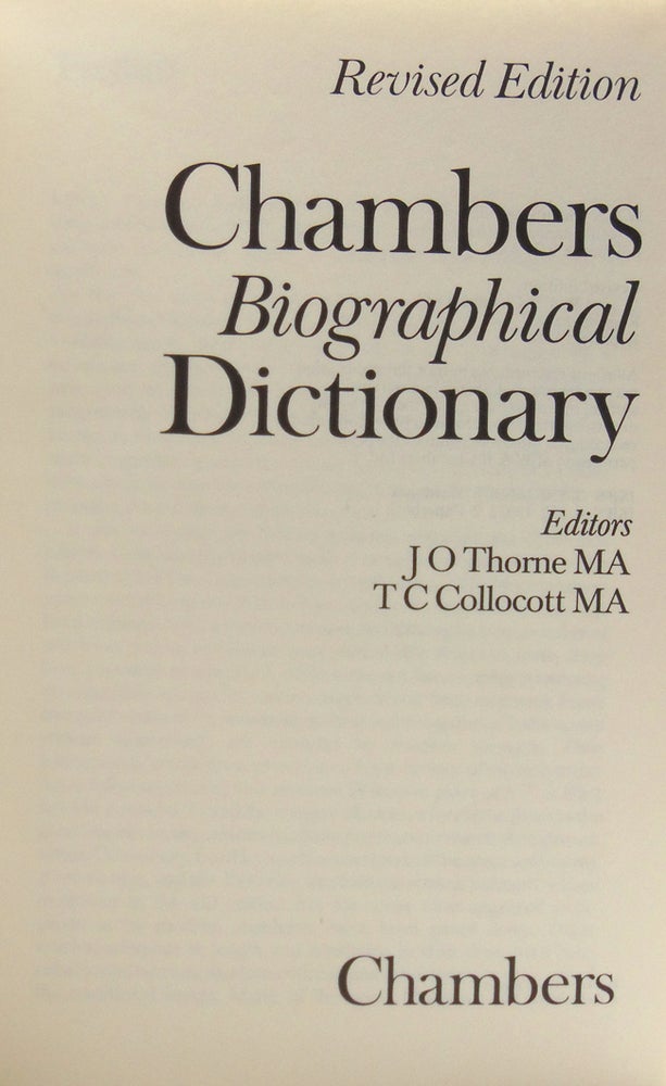 Chambers Biographical Dictionary. Revised Edition