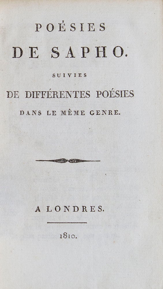 Poésies de Sapho. Suivies de différentes poésies dans le même genre