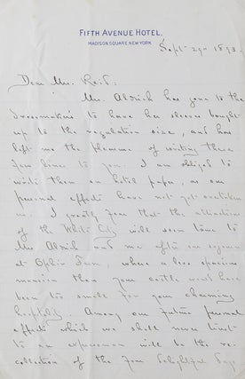 Item #253048 Autograph Letter, Signed. To Mr. (Whitelaw) Reid. Thanking him for four days at...
